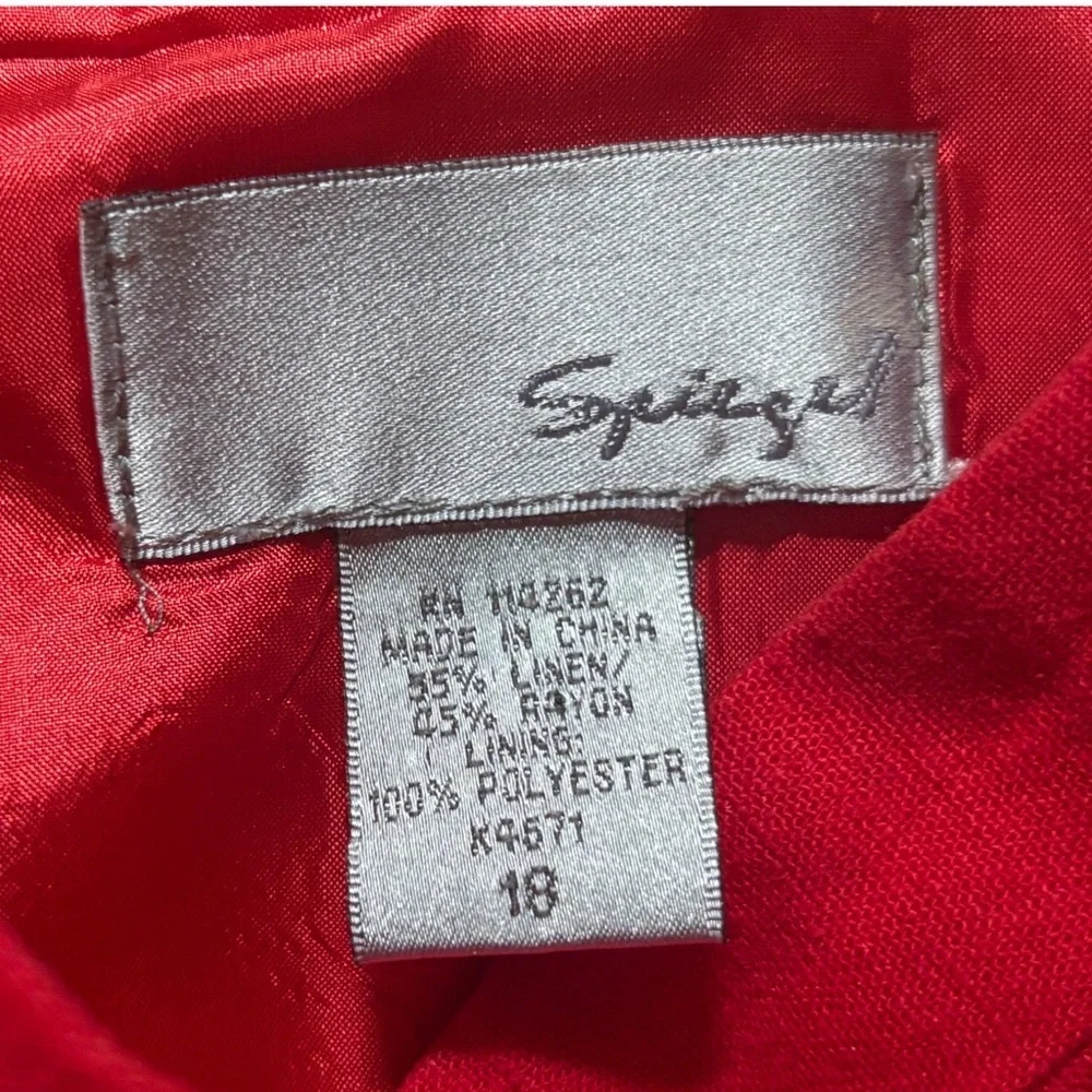 Vintage Spiegel Tomato Red Linen Blend Wrap Dress Size 14 16 Quiet Luxury READ - Picture 2 of 5